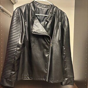 Faux Leather Black Moto Jacket Size Medium